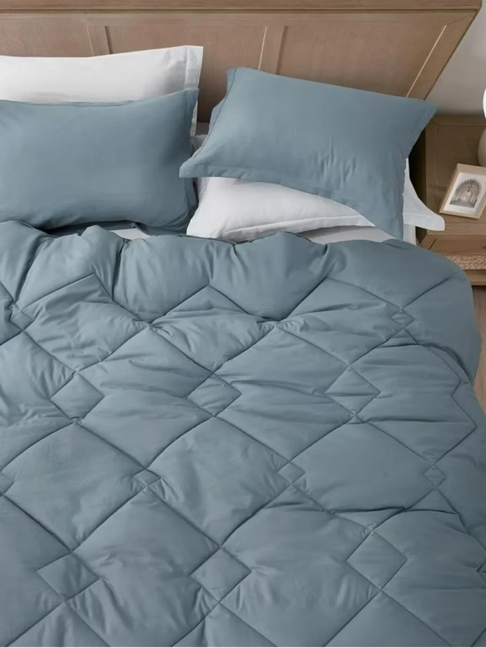 Plush Solid Blue Twin XL 2 piece Comforter Set